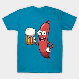 Happy Sausage With Beer T-Shirt